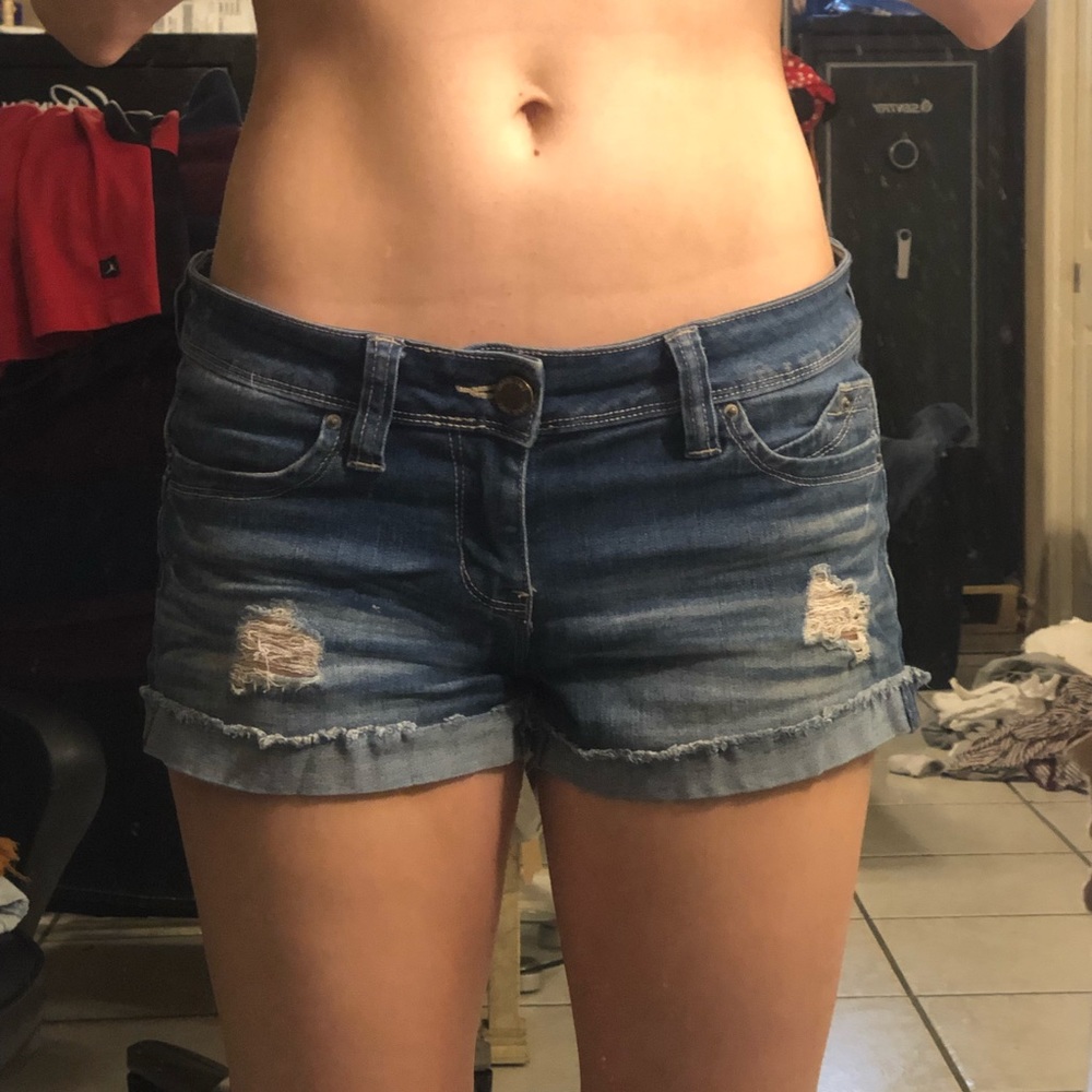 Denim cut off  cuffed shorts